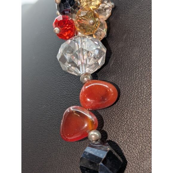 Multi Color & Shape Crystal Stone Silver Tone 21.5" Necklace - Picture 3 of 9